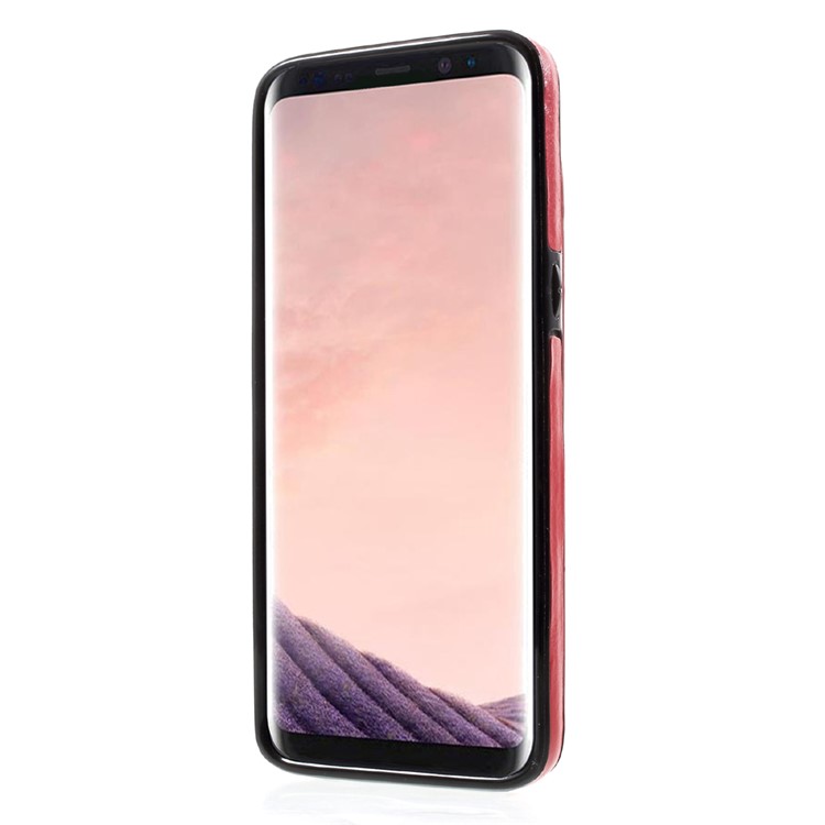 PU Leather Coated Stand TPU Back Case with Card Slots for Samsung Galaxy S8 SM-G950 - Red-2