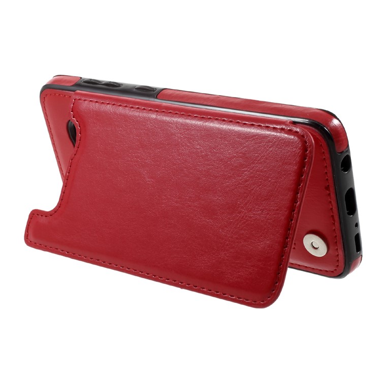 PU Leather Coated Stand TPU Back Case with Card Slots for Samsung Galaxy S8 SM-G950 - Red-5