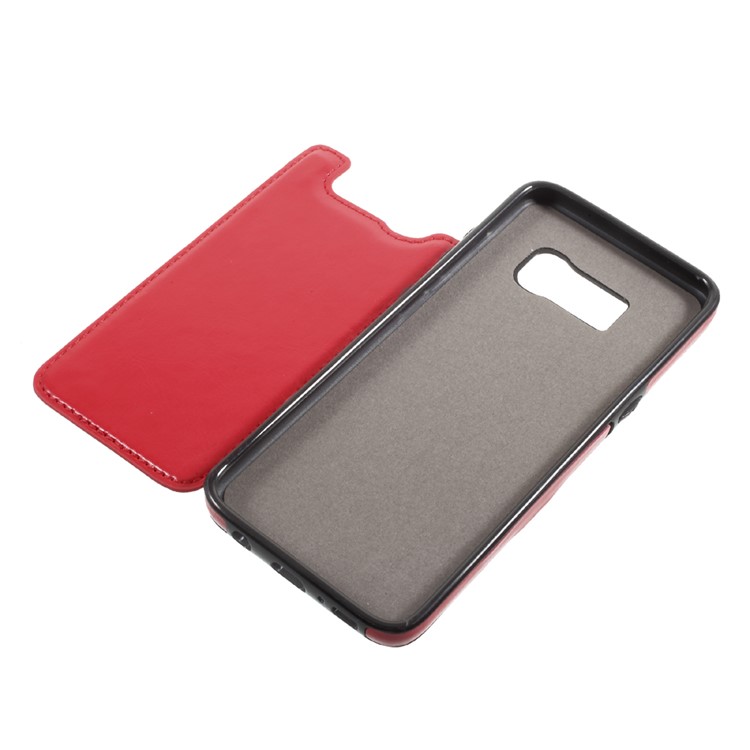 PU Leather Coated Stand TPU Back Case with Card Slots for Samsung Galaxy S8 SM-G950 - Red-6