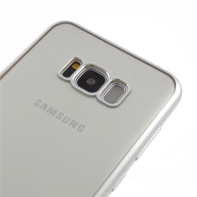 Electroplating Edges Clear TPU Phone Case for Samsung Galaxy S8 G950 - Silver-3
