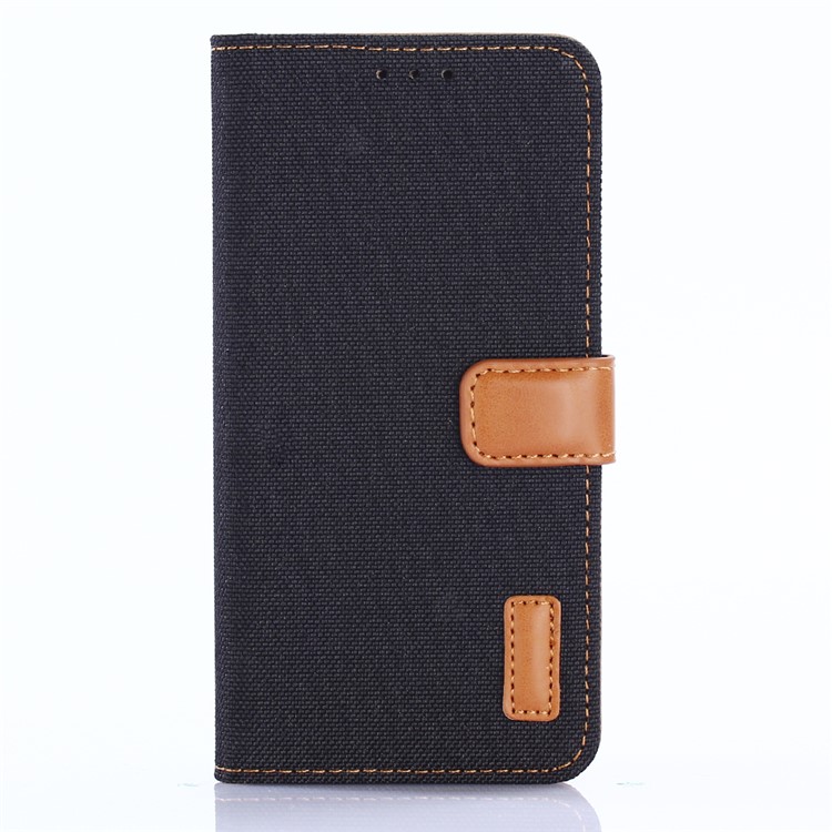 Jeans Cloth Wallet Leather Flip Case with Stand for Samsung Galaxy A3 (2017) - Black-1