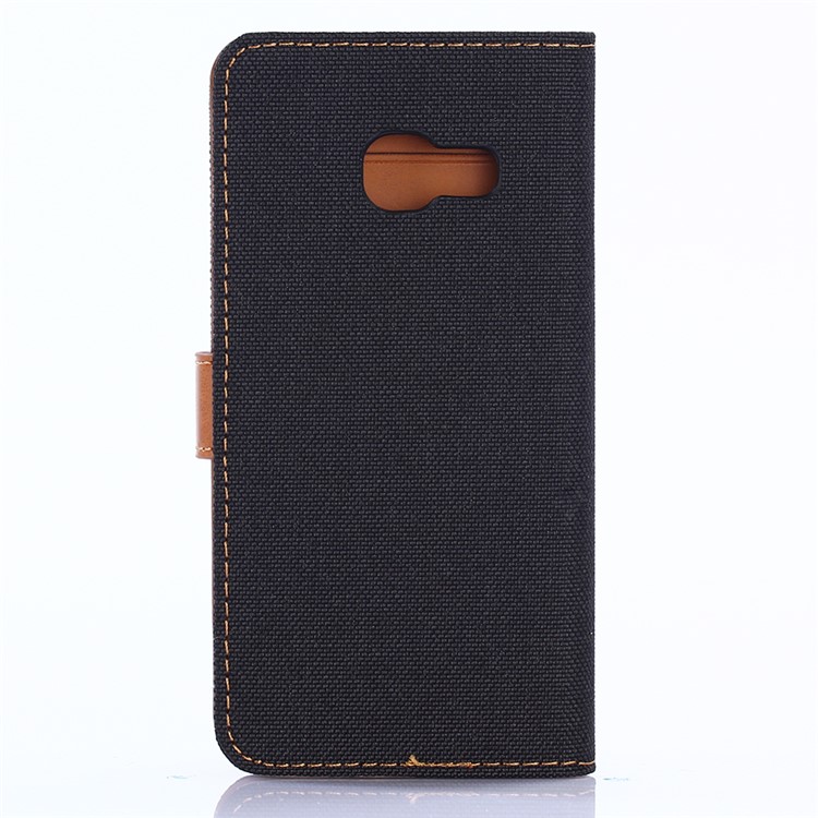 Jeans Cloth Wallet Leather Flip Case with Stand for Samsung Galaxy A3 (2017) - Black-2