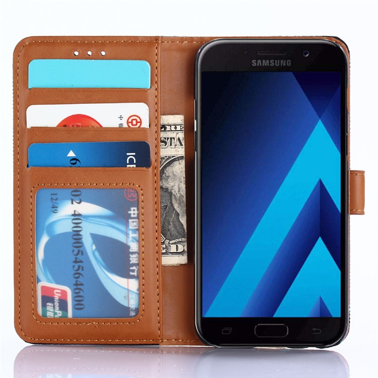 Jeans Cloth Wallet Leather Flip Case with Stand for Samsung Galaxy A3 (2017) - Black-3