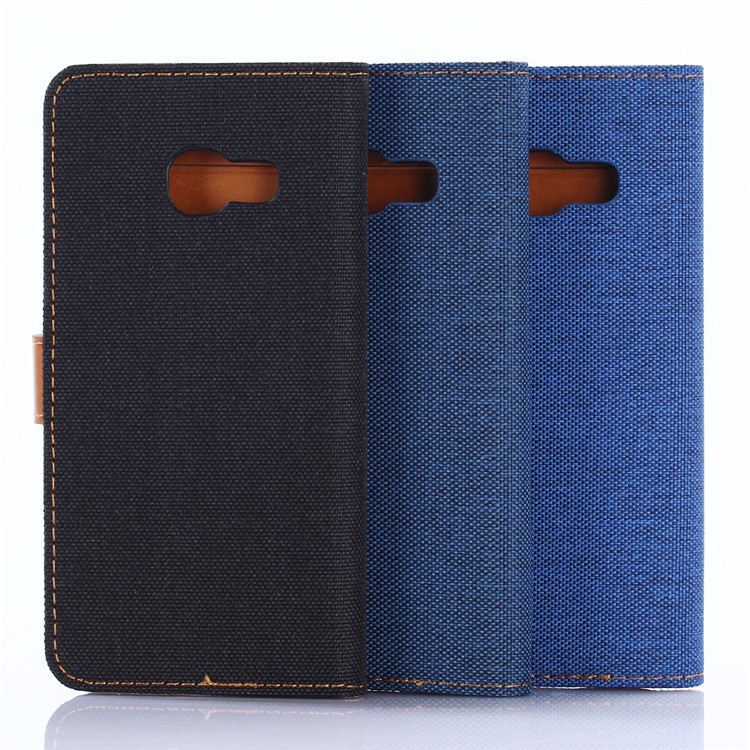 Jeans Cloth Wallet Leather Flip Case with Stand for Samsung Galaxy A3 (2017) - Black-7