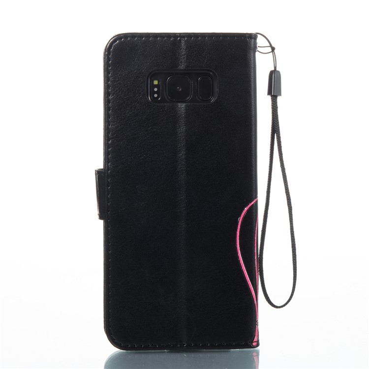 Imprint Colored Butterfly and Flower Leather Wallet Case for Samsung Galaxy S8 G950 - Black-8