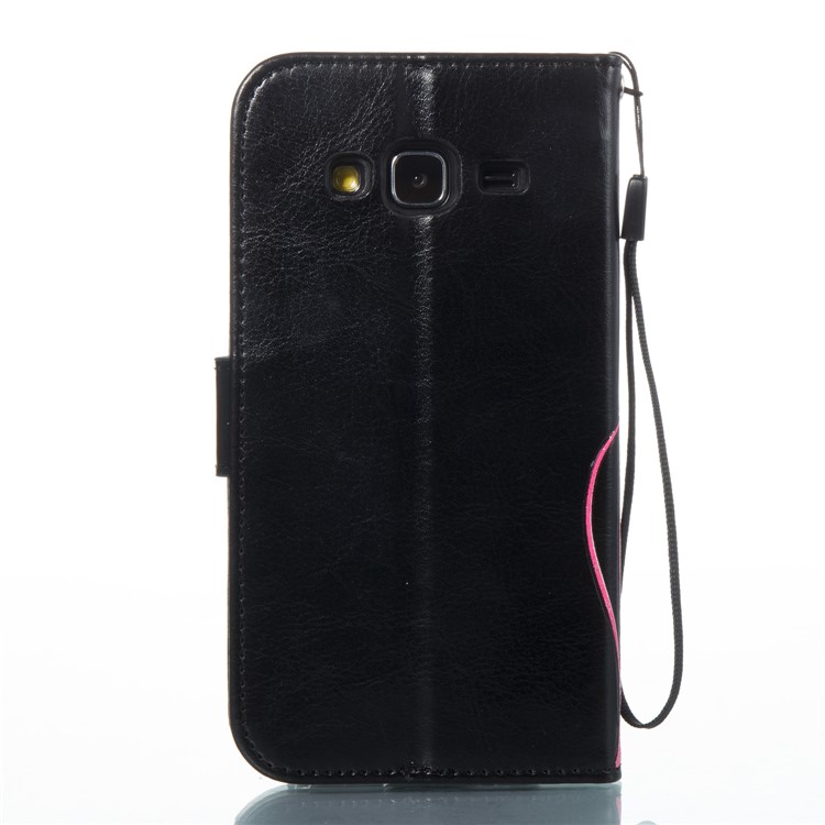 Wallet PU Leather Stand Butterfly Flower Case for Samsung Galaxy J3 (2016) / J3 J320 - Black-8