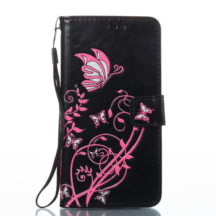 Imprint Colored Butterfly and Flower Leather Case Accessory for Samsung Galaxy J5 (2016) J510 - Black-7