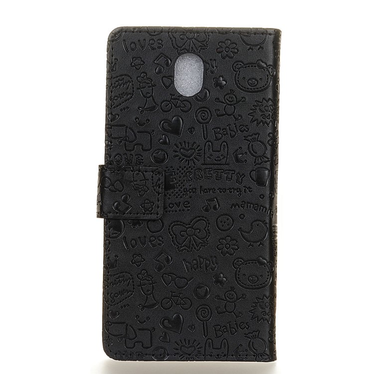 Cartoon Graffiti Stand Wallet Leather Phone Cover for Samsung Galaxy J7 (2017) EU Version - Black-2
