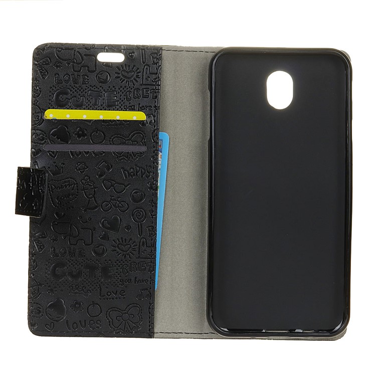 Cartoon Graffiti Stand Wallet Leather Phone Cover for Samsung Galaxy J7 (2017) EU Version - Black-4