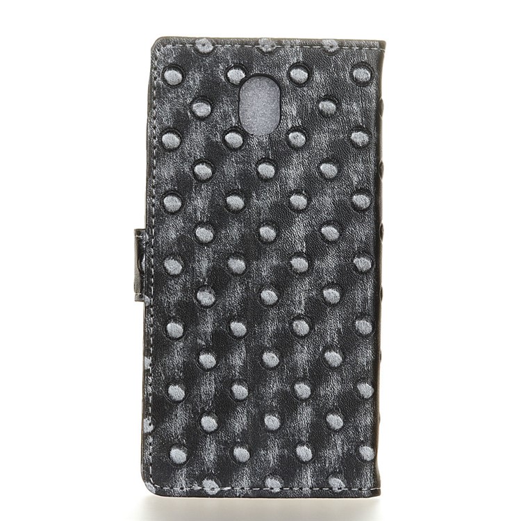 Metal Style Imprinted Wallet Leather CellPhone Case for Samsung Galaxy J7 (2017) EU Version - Grey / Bumps-2