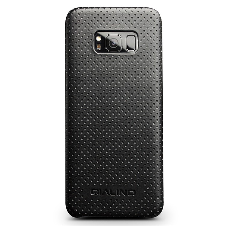 QIALINO Mesh Holes Genuine Leather Skin PC Phone Case for Samsung Galaxy S8 G950 - Black-3