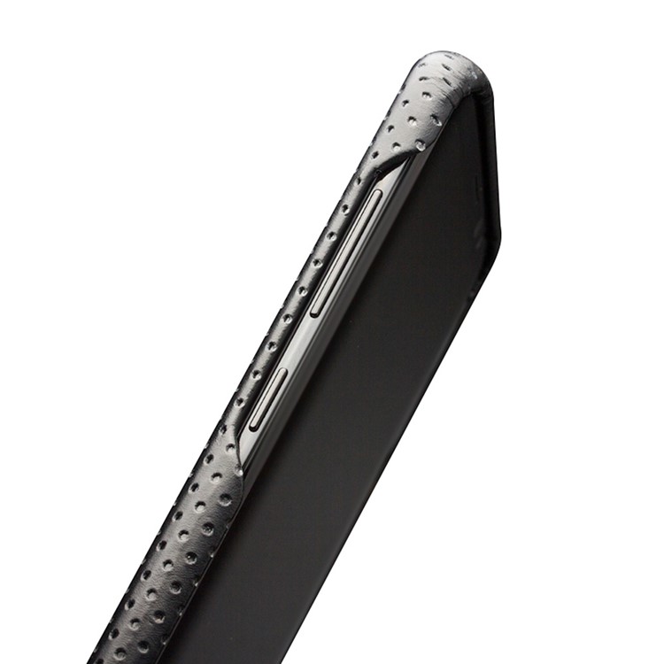 QIALINO Mesh Holes Genuine Leather Skin PC Phone Case for Samsung Galaxy S8 G950 - Black-4
