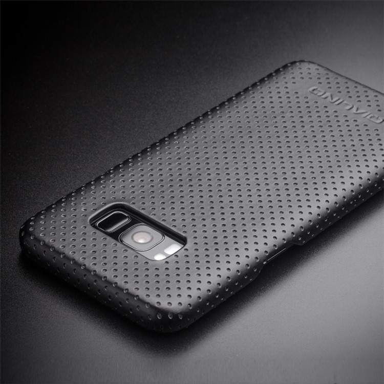 QIALINO Mesh Holes Genuine Leather Skin PC Phone Case for Samsung Galaxy S8 G950 - Black-6