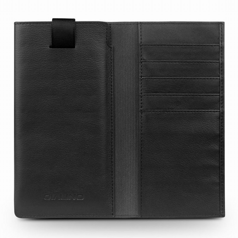 QIALINO Genuine Leather Wallet Protective Phone Pouch for Samsung Galaxy S8 Plus SM-G955, Size: 8 x 15.8 cm - Black-3