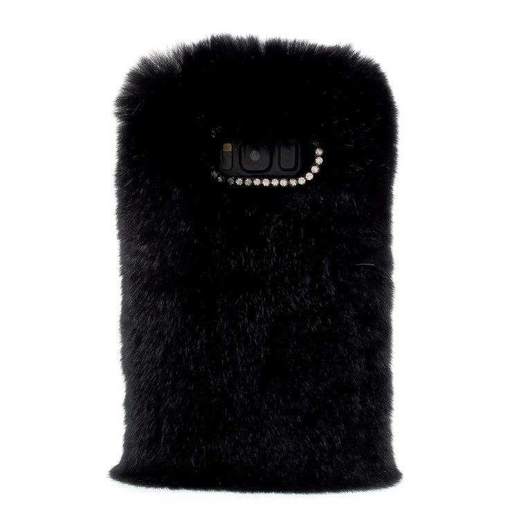 For Samsung Galaxy S8 Plus G955 Rhinestone Decor Fluffy Soft TPU Back Case - Black-1