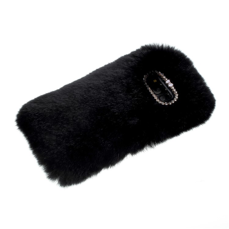 For Samsung Galaxy S8 Plus G955 Rhinestone Decor Fluffy Soft TPU Back Case - Black-3