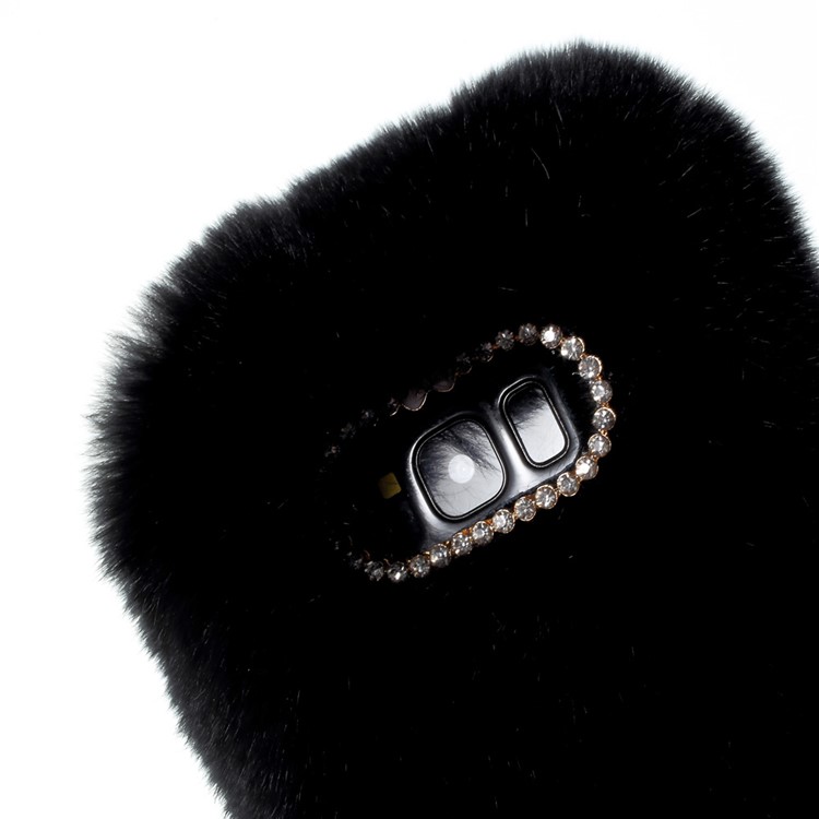 For Samsung Galaxy S8 Plus G955 Rhinestone Decor Fluffy Soft TPU Back Case - Black-5