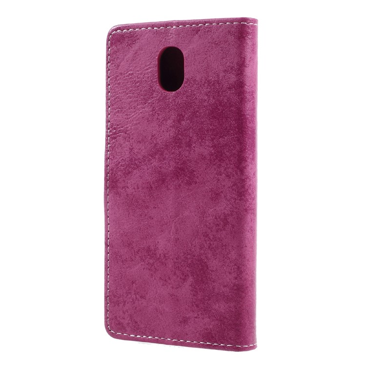For Samsung Galaxy J5 (2017) EU Version Retro Style Wallet Leather Phone Case with Stand - Rose-2