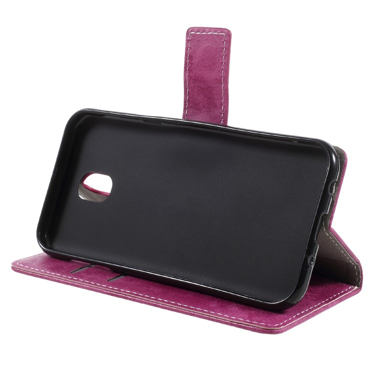 For Samsung Galaxy J5 (2017) EU Version Retro Style Wallet Leather Phone Case with Stand - Rose-4