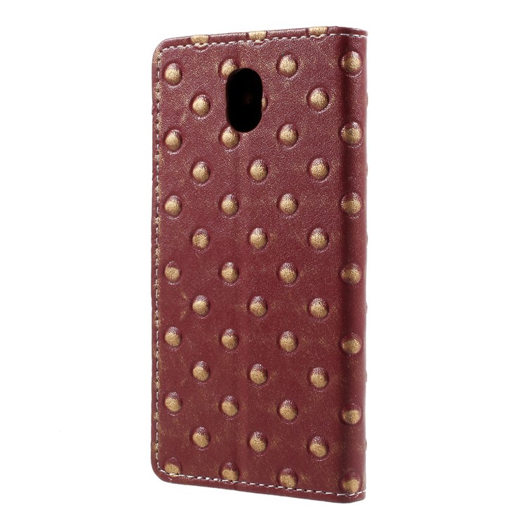Metal Style Pattern Leather Case with Wallet Slots for Samsung Galaxy J3 (2017) EU Version - Rivet / Red-3