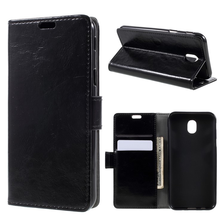 Crazy Horse Skin Wallet Leather Case with Stand for Samsung Galaxy J5 (2017) EU Version - Black-1