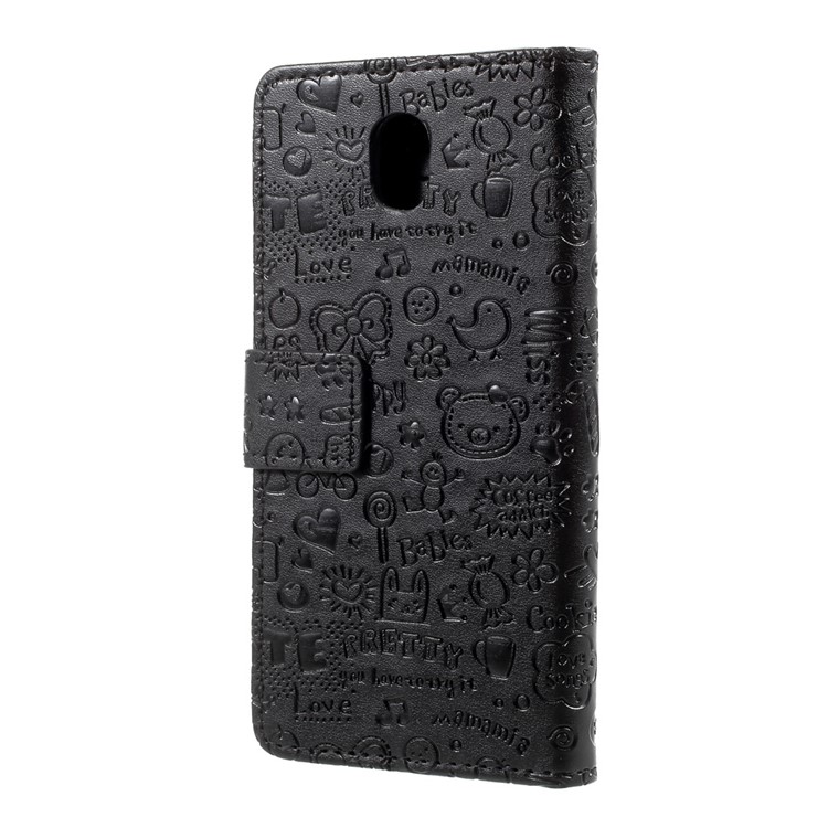 Cartoon Graffiti Wallet Leather Stand Case for Samsung Galaxy J3 (2017) EU Version - Black-3