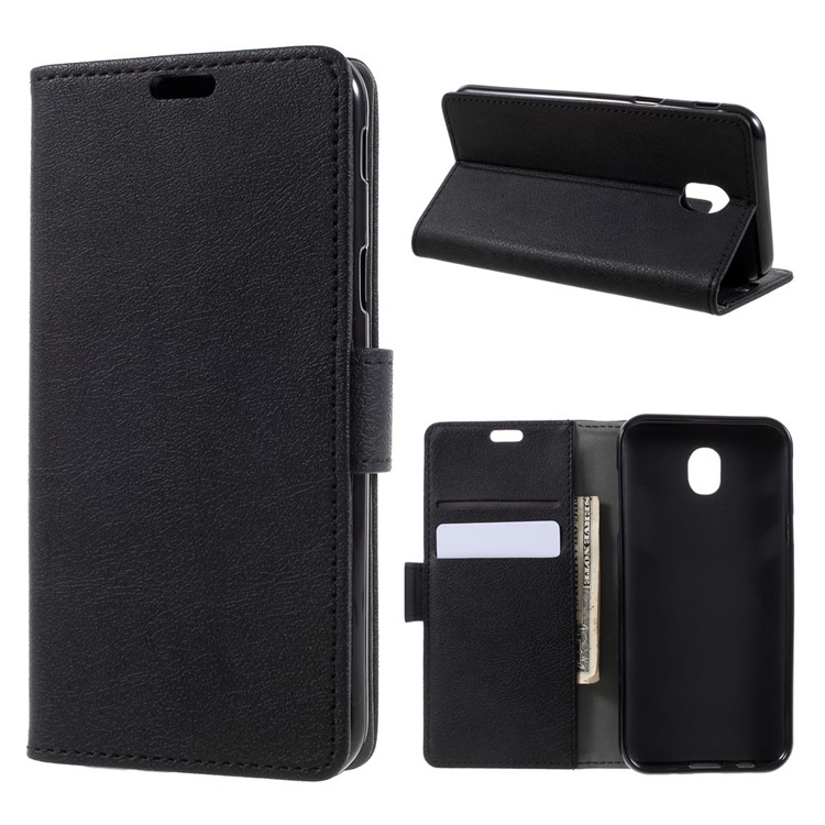 Wallet Leather Phone Cover with Stand for Samsung Galaxy J3 (2017) EU Version - Black-1