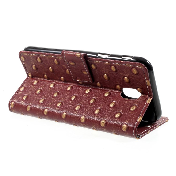 Metal Style Pattern Imprinted PU Leather Flip Case for Samsung Galaxy J5 (2017) EU Version - Rivet / Red-4