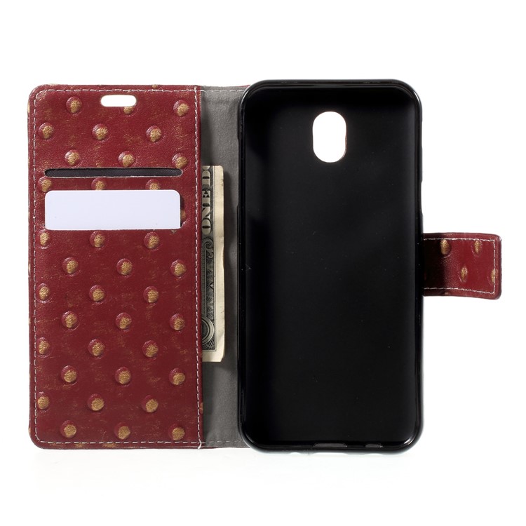 Metal Style Pattern Imprinted PU Leather Flip Case for Samsung Galaxy J5 (2017) EU Version - Rivet / Red-5