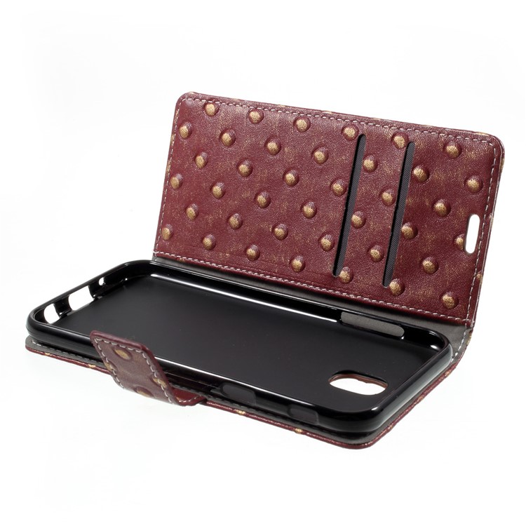 Metal Style Pattern Imprinted PU Leather Flip Case for Samsung Galaxy J5 (2017) EU Version - Rivet / Red-6