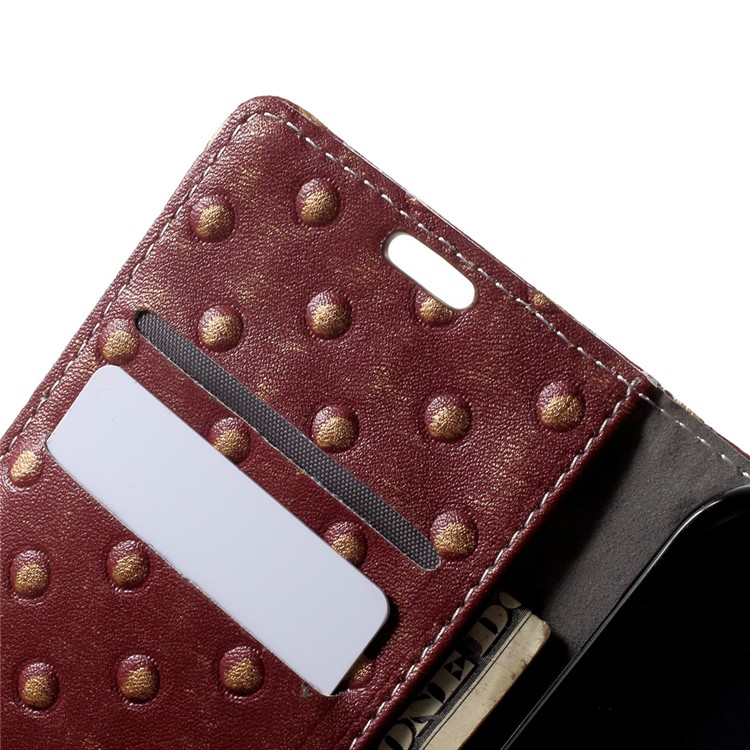 Metal Style Pattern Imprinted PU Leather Flip Case for Samsung Galaxy J5 (2017) EU Version - Rivet / Red-7