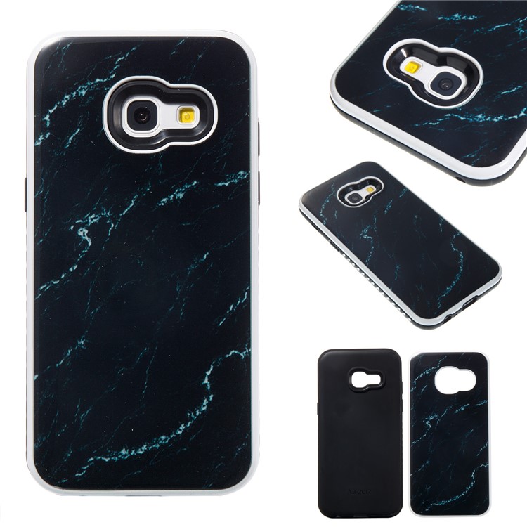 For Samsung Galaxy A3 (2017) Marble Texture Detachable 2-In-1 TPU+PC Phone Cover - Black-1