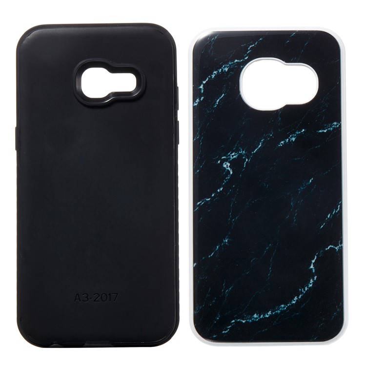 For Samsung Galaxy A3 (2017) Marble Texture Detachable 2-In-1 TPU+PC Phone Cover - Black-5