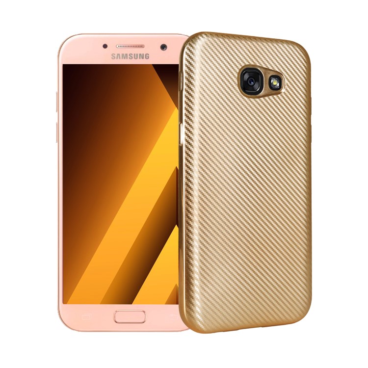 

Electroplating Carbon Fiber Soft TPU Phone Case Accessory for Samsung Galaxy A5 (2017) SM-A520 - Gold, Galaxy A5 (2017)