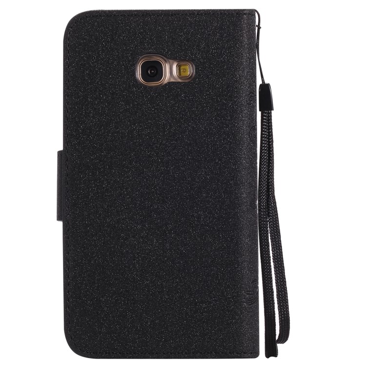 Glitter Imprint Leather Wallet + Detachable TPU Back Case for Samsung Galaxy A3 (2017) - Black-2