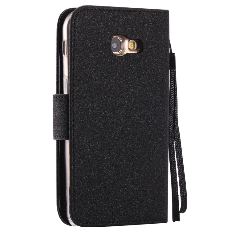 Glitter Imprint Leather Wallet + Detachable TPU Back Case for Samsung Galaxy A3 (2017) - Black-6