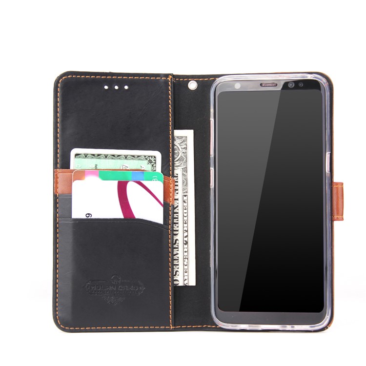 MOLAN CANO Splicing Contrast Color Leather Wallet Stand Mobile Phone Case for Samsung Galaxy S8 G950 - Brown-3