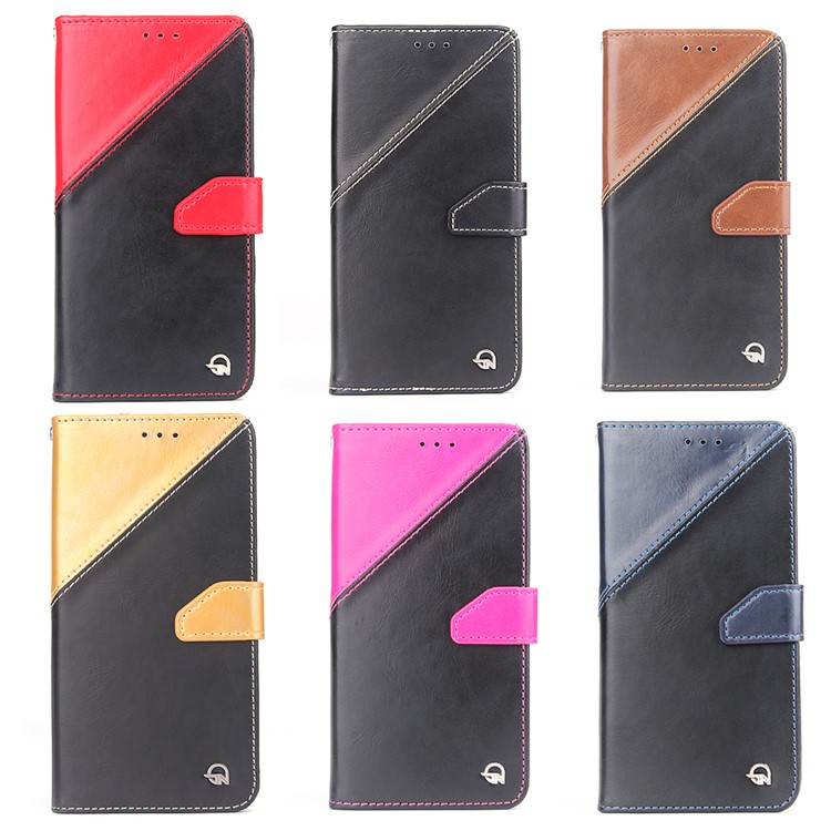 MOLAN CANO Splicing Contrast Color Leather Wallet Stand Mobile Phone Case for Samsung Galaxy S8 G950 - Brown-6