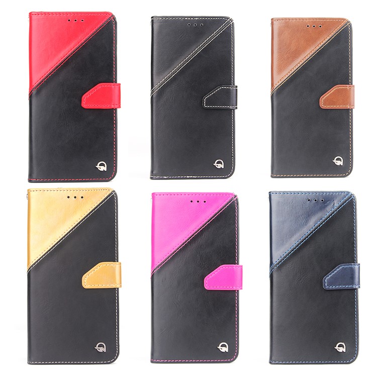 MOLAN CANO Splicing Bi-color Leather Wallet Stand Phone Case for Samsung Galaxy S8+ SM-G955 - Brown-6