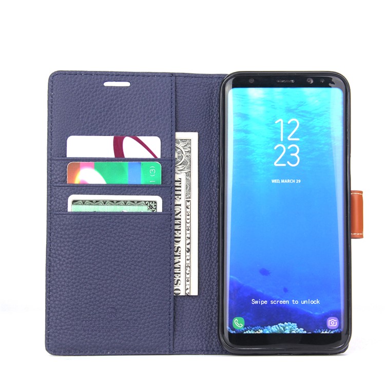 MOLAN CANO Lucky Series Wallet Stand Leather Flip Mobile Phone Case for Samsung Galaxy S8 Plus SM-G955 - Blue-3