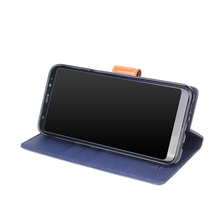 MOLAN CANO Lucky Series Wallet Stand Leather Flip Mobile Phone Case for Samsung Galaxy S8 Plus SM-G955 - Blue-4