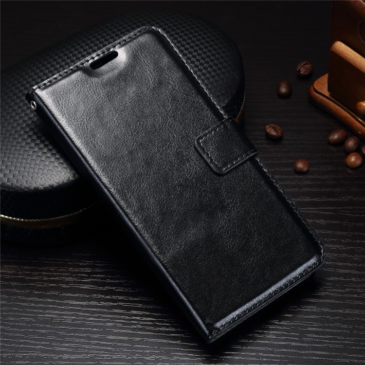 Crazy Horse Leather Wallet Stand Phone Case for Samsung Galaxy J7 (2017) EU Version - Black-1
