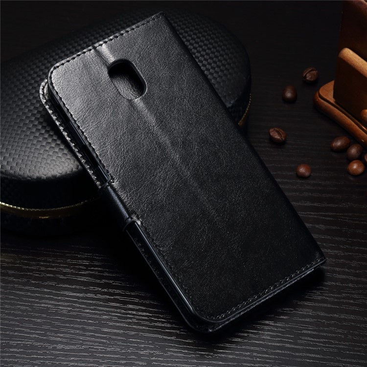 Crazy Horse Leather Wallet Stand Phone Case for Samsung Galaxy J7 (2017) EU Version - Black-2