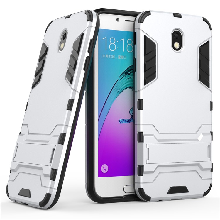 Cool Guard Plastic TPU Hybrid Case for Samsung Galaxy J7 (2017) EU Version - Silver-1