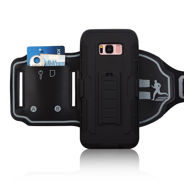For Samsung Galaxy S8 G950 3-in-1 ArmBand Case PC + TPU Cover with Kickstand-3