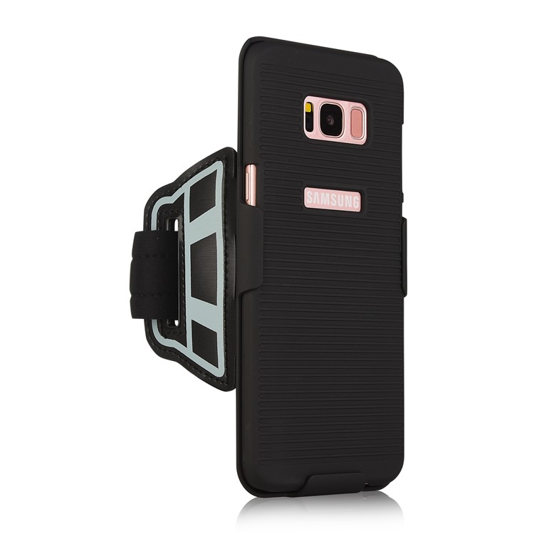 Sports Armband + PC Stripe Hard Cell Phone Case 2-In-1 Combo for Samsung Galaxy S8 G950-3