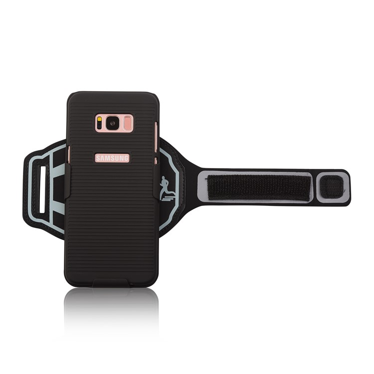 Sports Armband + PC Stripe Hard Cell Phone Case 2-In-1 Combo for Samsung Galaxy S8 G950-6