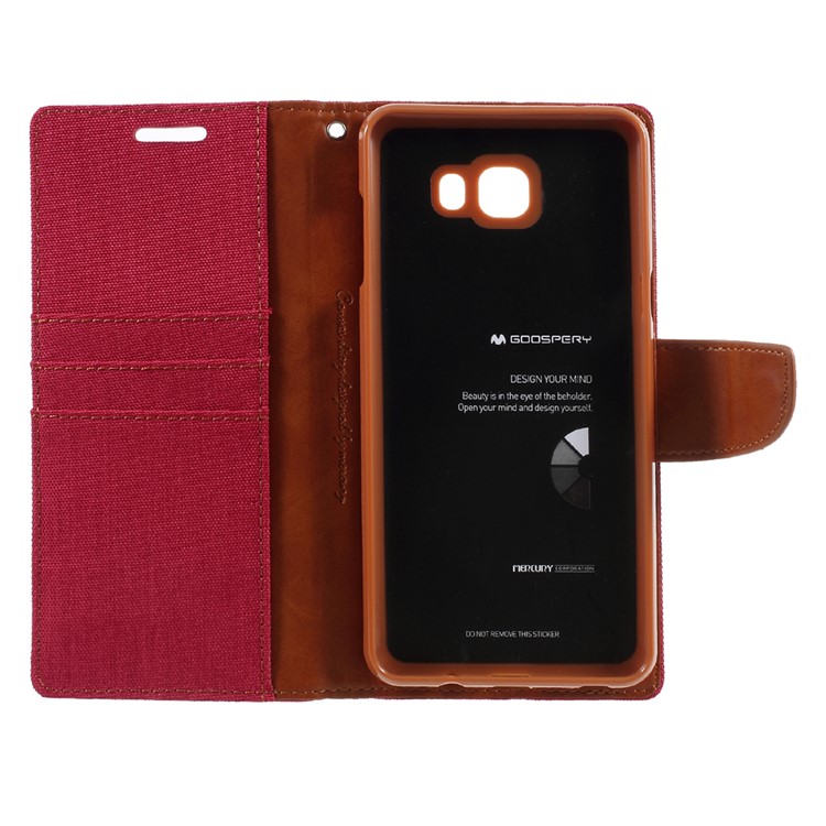 MERCURY GOOSPERY Canvas Leather Mobile Cover for Samsung Galaxy C9 Pro - Red-7
