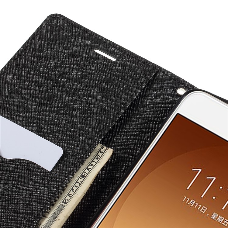 MERCURY GOOSPERY PU Leather Wallet Phone Cover for Samsung Galaxy C9 Pro - Black-10