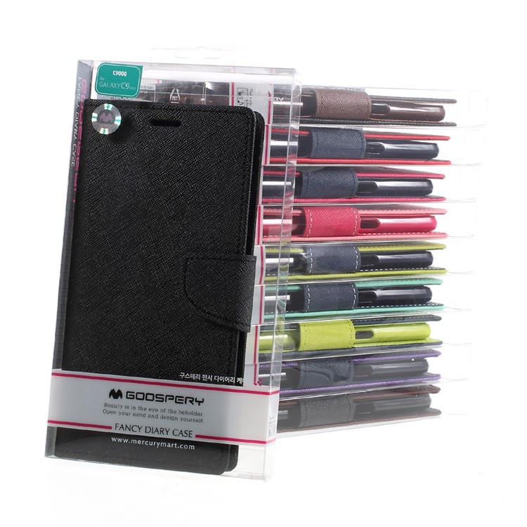 MERCURY GOOSPERY PU Leather Wallet Phone Cover for Samsung Galaxy C9 Pro - Black-12